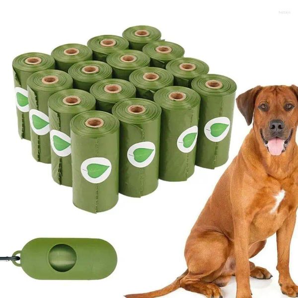 Sacs de merde pour animaux de compagnie, 16 rouleaux pour déchets, portables, anti-fuite, solides, avec distributeur, nettoyage des déchets