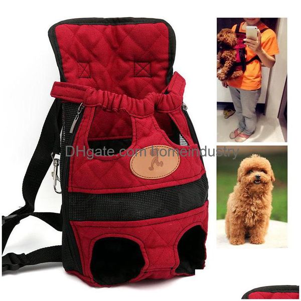 Porte-chien Fournitures pour animaux de compagnie Transporteurs Rouge Voyage Respirant Sac à dos souple Chiot extérieur Chihuahua Petits chiens Shoder Poignée Sacs S M L XL Dhko7