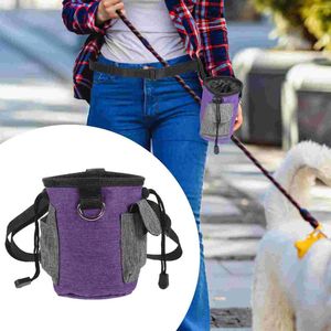 Bolsa de transporte para perros, bolsa para golosinas para mascotas, bolsa para aperitivos, soporte para cachorros al aire libre, golosinas de entrenamiento, tela Oxford púrpura, paquete de alimentos resistente al desgaste