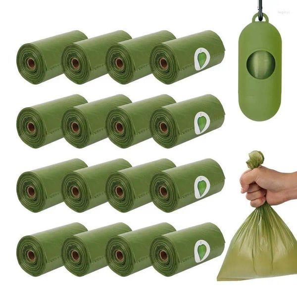 Dispensador de bolsas de impulso para perros, 16 rollos de bolsas de basura con mascota portátil para exteriores