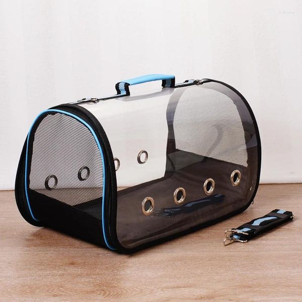 Porte-chien Portable en PVC, sac de voyage pour animaux de compagnie, respirant en plein air avec fermeture éclair, Cage transparente pour oiseaux, outils de Transport pour perroquets