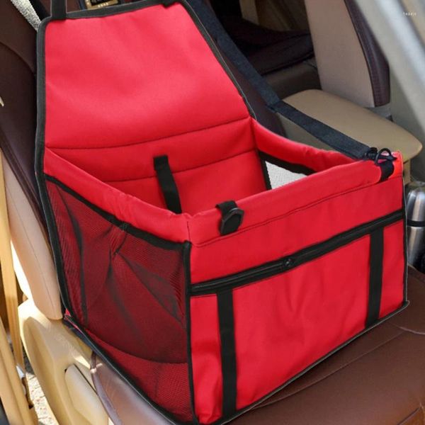 Bolsa de asiento portátil para perros, cesta gruesa para viajes en coche (rojo)