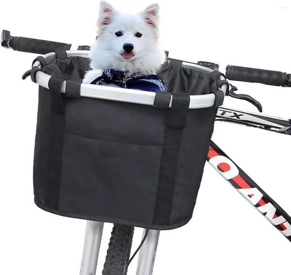 Panier de vélo avant à libération rapide pour chiens - Conception détachable pliante Installation facile sur le guidon idéal à vélo