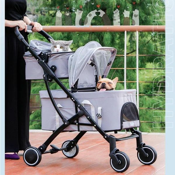 Carrier de chien Small and Mediater Pet Car Double-couche Panier de panier SUV Portelle pour animaux Light Fashion Trolley