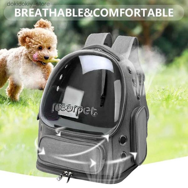 Space Space de perros mochila bolso bolso de portada de espacio transpirable mochila mascota mochila oxford cubierta transparente impermeable para el transporte de perros de gato l49