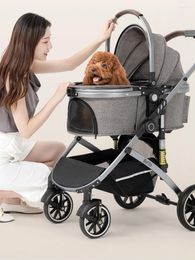 Poussette de transport pour petits chiens de compagnie, pliable, robuste, cadre en alliage d'aluminium, jusqu'à 20kg, chariot pour chats