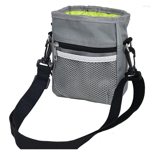 La bolsa de entrenamiento para transportar perros puede transportar fácilmente juguetes y croquetas, comida para recompensar el paseo Tranin tiene un dispensador de excrementos incorporado, color gris