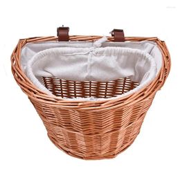 Panier de guidon de vélo en osier pour chien, paniers tissés à la main, grande capacité pour adultes et enfants, doublure étanche/avec cordon de serrage