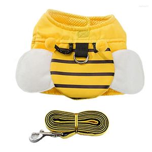 Portier de perros Bee Bee Vest Amarillo Correa de pecho Cinturón de tracción Alas Diseño de mochila Pequeños perros medianos Cat Suministros de mascotas cómodos