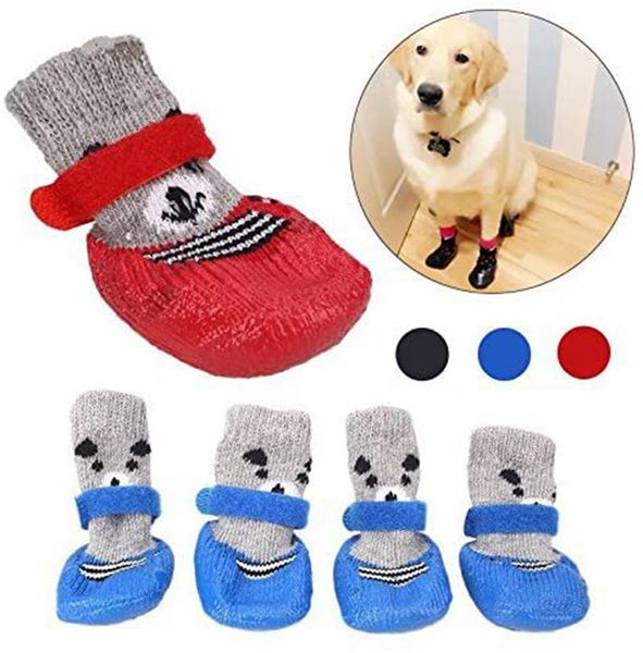 Botas para perros y gatos Zapatos Calcetines Ropa para perros con suela ajustable, impermeable, transpirable y antideslizante Patas de protección para todo clima 6 colores al por mayor solo para perros pequeños A241