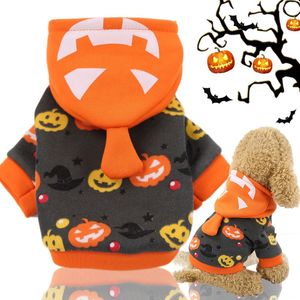 Disfraz de calabaza de Halloween para perro y gato, disfraces de Cosplay para mascotas, trajes cálidos para cachorros, Sudadera con capucha de lana, ropa de otoño e invierno para animales