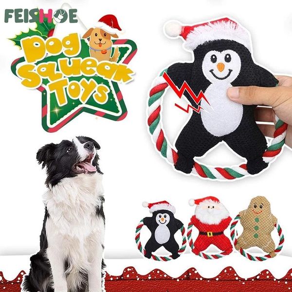 Chien Jouets À Mâcher Morsure Sonore pour Chiot Couineur En Peluche Os Molaire Pet Jouets Dents De Nettoyage Jouet De Noël Jouets RRA496