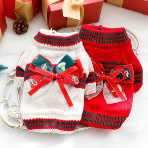 Pull de Noël pour chien Vêtements Automne et hiver Chat Princesse Pull tricoté Noël Joyeux Petit chien Teddy Pet Bow Tie Bottom 240106