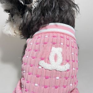 Hondenkleding Merken Hondenkledinghonden Sweaters met klassieke letters Patroon Stretch Comfort Katoen Pet Sweatshirt Sweater Vest voor kleine hondenroze roze