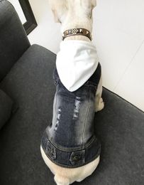 Vêtements pour chiens pour petits chiens bouledogue français veste en jean Chihuahua jean manteau gilet à capuche pour carlin chat Costume pour animaux de compagnie S4XL T2007107149297