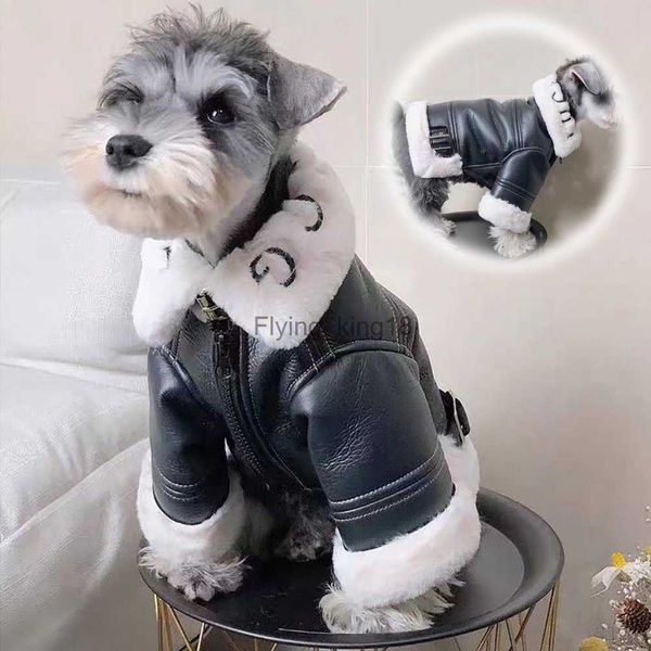 Ropa de perro chaqueta de mascota motocicleta de cuero para perros pequeños espesos de la ropa tibia