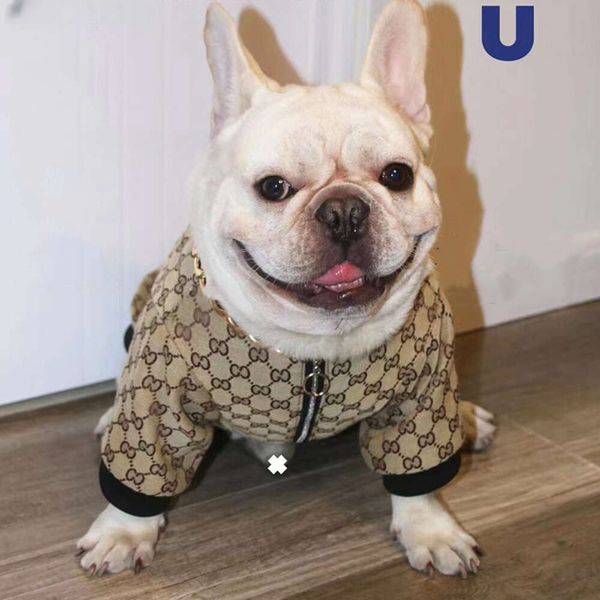 Vêtements pour chiens Vêtements chauds pour chiens Designer Classique Lettre Motif Veste de luxe pour chien Sweat à capuche chaud pour chiot pour temps froid Manteaux doux et confortables pour animaux de compagnie pour petits chiens Kaki 851