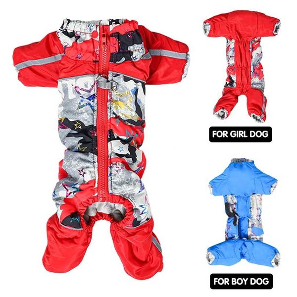 Vêtements pour chiens Hiver Doux Chaud Puffer pour Petit S Garçon / Fille Couverture Complète Ventre Pet Salopette Costume De Neige York 211027