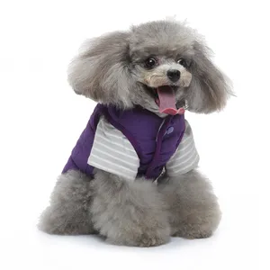 Manteau pour chien, gilet pour chiens de petite et moyenne taille, veste chaude en coton pour chiot en 2 pièces, tenues d'hiver coupe-vent pour chien, vêtements pour animaux de compagnie pour usage intérieur, violet