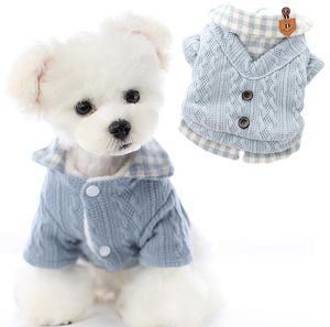 Abrigo para perros, camisas cálidas de invierno para cachorros, suéter a cuadros para perros pequeños, prendas de vestir gruesas de lana para gatos, suministros de ropa para mascotas, 2 colores opcionales BT6763