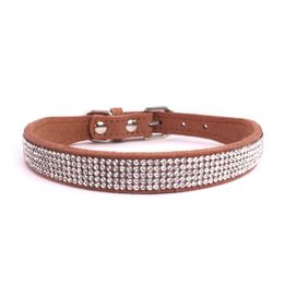 Collier de chien réglable pour le collier de strass daim doux - cuir scintillant cristal-diamant - collier pour petits chiens