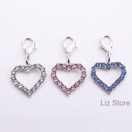 Dijes para Collar de perro, colgante de joyería de diamantes de imitación, colgante de etiqueta de decoración para Collar de corazón amoroso para perros y gatos, accesorios de aseo para mascotas TH1040