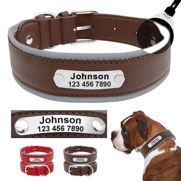 Collier de chien Coleira personnalisé colliers en cuir pour animaux de compagnie réglable Collare canne pour chiens de taille moyenne Pitbull Bulldog Bull Terrier 220610