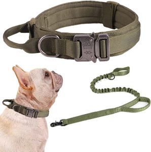 Laisses de collier pour chien, en Nylon réglable, boucle métallique robuste avec poignée pour l'entraînement des chiens