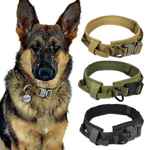 Halsband nylon verstelbare militaire tactische halsbanden controle handvat training huisdier hond kattenkraag PET-producten Q1119