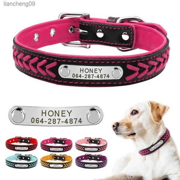 Collar de perro personalizado Collar de etiqueta de perro grabado cachorro gato Placa de identificación Collar ajustable para perros pequeños medianos grandes Pug L230620