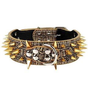 Halsband Spikes bezaaid leer voor grote Mastiff Rottweiler Bulldog Pitbull Beagle Doberman groot verstelbaar8060902