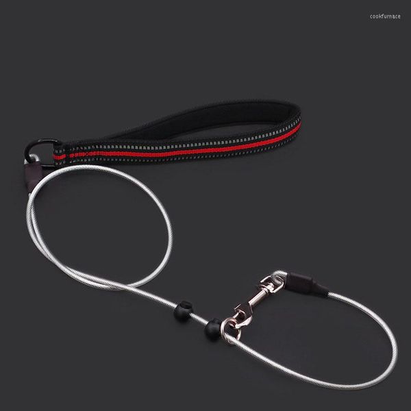 Collares para perros, cable de acero de 1,2 m, correa deslizante con mango reflectante, cadena P integrada antimordida para Samoyed Golden Retriever, correa grande