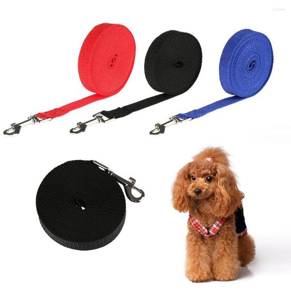 Colliers pour chiens 1.8m 4.5m 6m 10m mode couleur unie chiot chaton fournitures pour animaux harnais de marche laisse pour animaux de compagnie corde en Nylon chat fil de plomb