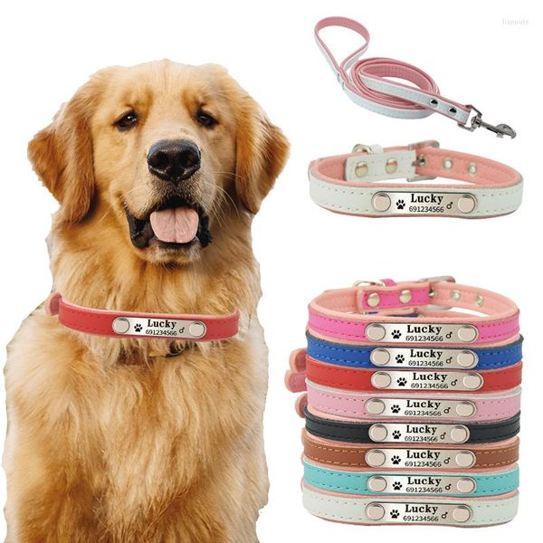 Colliers pour chiens 10 couleurs 5 tailles collier personnalisé pour animaux de compagnie en cuir souple gravure sans laser nom téléphone ID chiot
