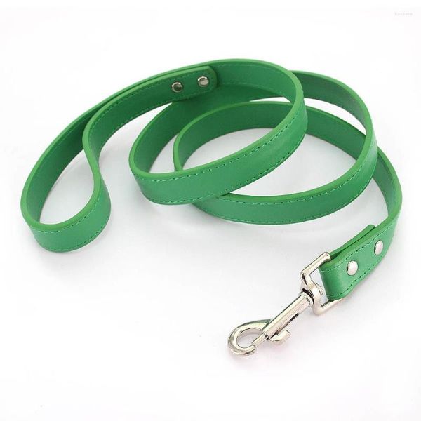 Collares para perros 12 UNIDS / LOTE Correa de cuero de color sólido Correas de entrenamiento para caminar para mascotas para perros pequeños, medianos y grandes Gato en collar y arnés 120 cm