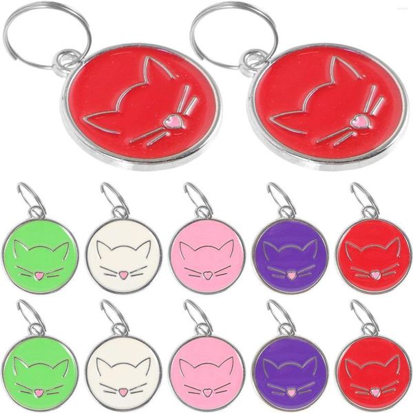 Colliers de chien 12 PCS Le Cat Pet Listing Collier Identification Tags en acier inoxydable mignon