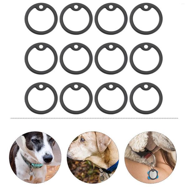 Collares para perros 12pcs Etiqueta de identificación profesional Silenciadores Etiqueta de perro de silicona Círculo de silencio útil para gato mascota