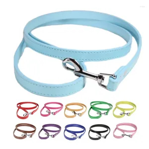 Colliers de chien 16 couleurs, laisse en cuir PU Durable, corde pour animaux de compagnie, solide, ceinture de course, bouledogue, chiot, chat, laisses de plomb pour petits chiens