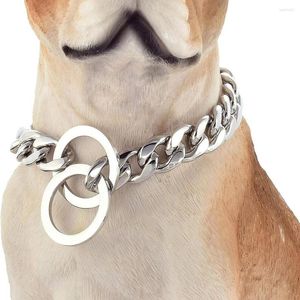 Collares para perros 19mm Enlace cubano Collar de cadena deslizante de metal resistente a prueba de masticación de titán grande para pastor alemán pitbull americano