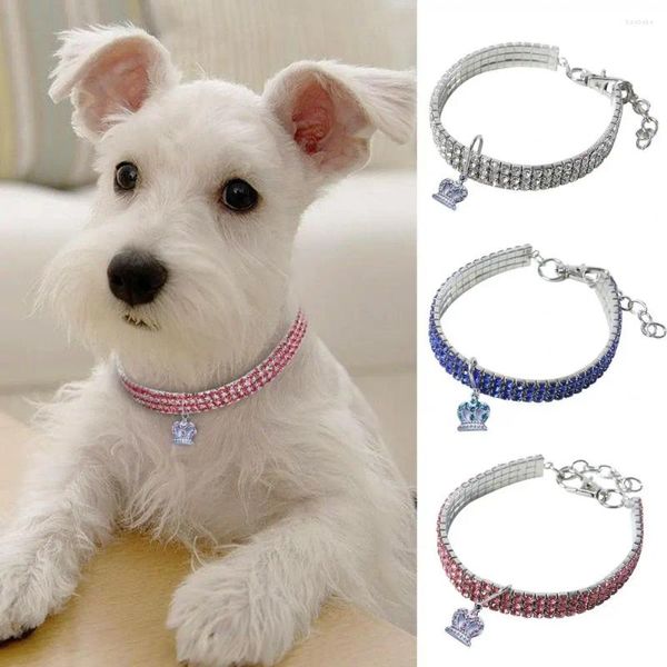 Collares para perros 1pc Collar para mascotas con collar brillante S Mano de obra fina Taladro de drenaje triple Corona de moda para fiestas