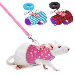 Hondenkragen 1 st Kleine Pet Hamster Bowtie Striped Star Harness Vest Leibele Traction Touw voor Baby Ferrets Ratten Bowknot Chest -band