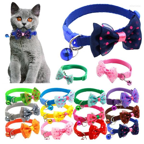 Colliers pour chiens 1 pièces réglable chat mignon nœud papillon avec cloche pendentif collier mode cravate boucle de sécurité vêtements pour animaux de compagnie accessoire