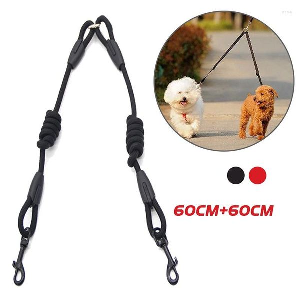 Colliers pour chiens Laisse d'attelage à 2 voies pour deux chiens Formation à la marche Double laisse pour animaux de compagnie Ceinture à double extrémité Chiot Petite corde Accessoires Trucs