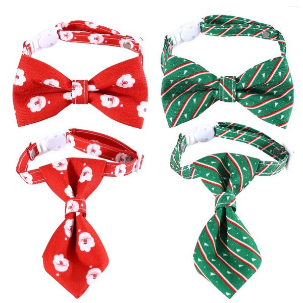 Collares para perros 2024 Pet Christmas Tie Cat y hebilla anti-asfixia Collar doble de arco de rayas ajustable