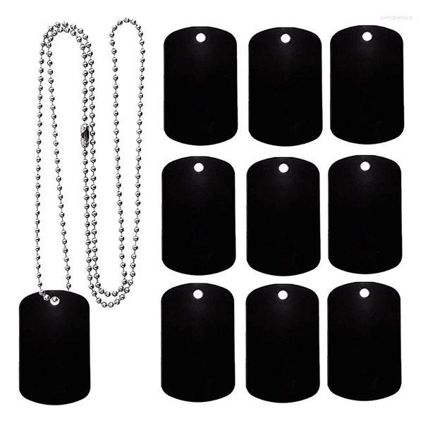 Collares para perros, paquete de 25 colores, insignia militar para mascotas, colgante para grabado láser con 24 pulgadas de cadena de bolas de acero inoxidable, negro