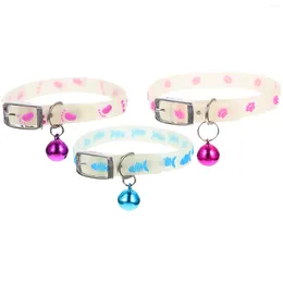 Colliers de chien 3 pièces collier fluorescent pour animaux de compagnie chiot nuit anti-perte réfléchissant cloche gel de silice