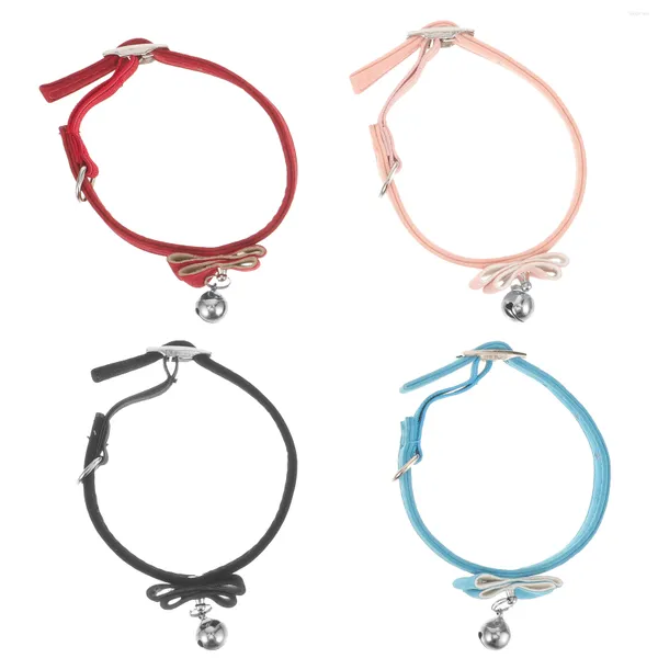 Collares para perros 4 piezas lindo gato mascota gargantilla gatos pequeños pajarita fiesta campana cachorro gatito niñas