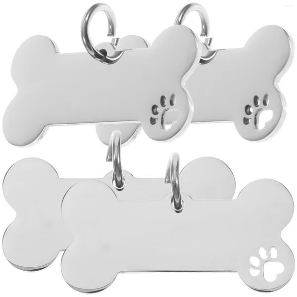 Colliers de chien 4 pièces étiquette d'identification d'animal de compagnie étiquettes cadeaux chiot fournitures pour animaux de compagnie en acier inoxydable étiquettes gravées vierges carnet d'adresses pour collier de chien