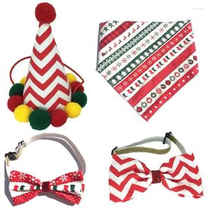 Collares para perros 4 piezas Sombrero de Navidad Pajarita Conjunto de toallas de saliva Mascota Cachorro Fiesta Festival de vacaciones Suministros de disfraces