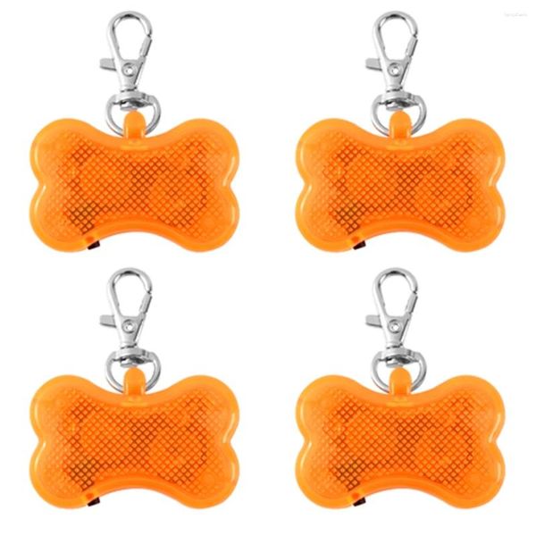 Collares para perros 4PCS LED Collar Etiqueta Luces Brillante Forma de hueso Etiqueta Luz